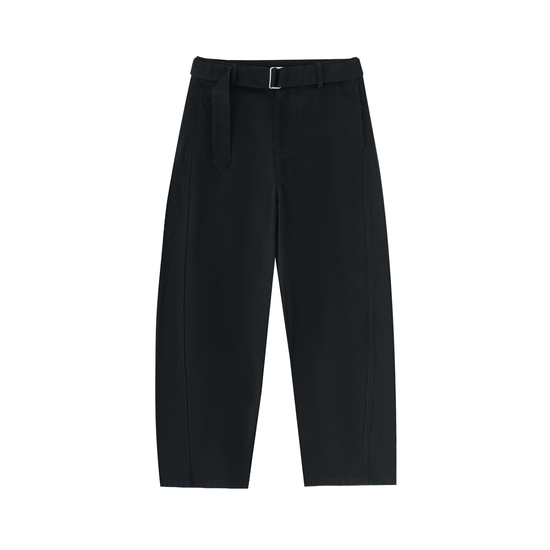 Belted Barrel-leg Chino Pants