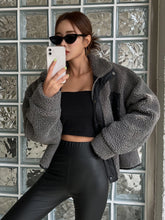 DAZY Zip up Drop Shoulder Teddy Jacket,Fall Women Clothes